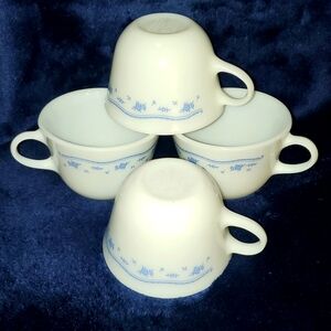 4 Pyrex Corning Corelle Morning Blue Tea Cups Blue Flowers